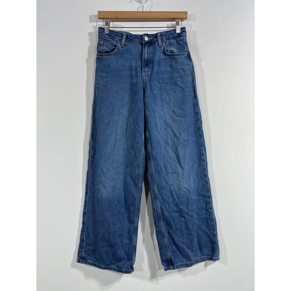 Zara Blue Wide Leg High Waisted Jeans Medium Wash Denim Girls 13 14 Baggy
